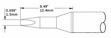Картридж-наконечник для СV/MX, клин удлиненный, 1.5х12.4мм CVC-5CH0015A