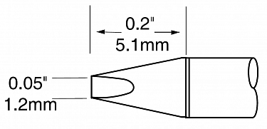 Картридж-наконечник для CV-UF, клин, 1.2х5.1мм