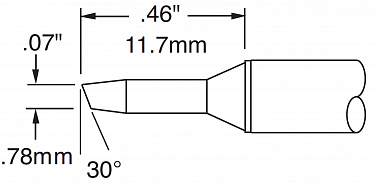 Картридж-наконечник для MX, скос 30° 1.78х11.7мм STTC-105