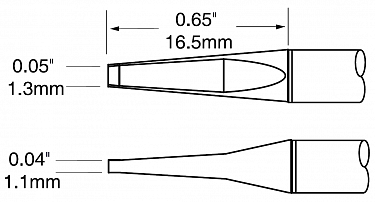 Картриджи-наконечники для CV/MX-PTZ, шпатель, 1.27х16.5мм (комплект) (замена PTTC-802)