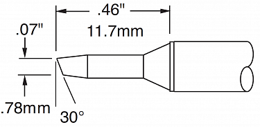 Картридж-наконечник для СV/MX, скос 30° 1.78х11.7мм (замена STTC-105)