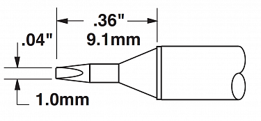 Картридж-наконечник для СV/MX, клин 1.0х9.1мм (замена STTC-825V1)