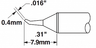 Картридж-наконечник для MX, конус тонкий изогнутый 30° 0.4х7.9мм STTC-126