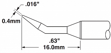 Картридж-наконечник для MX, конус тонкий изогнутый 30° 0.4х16мм STTC-840