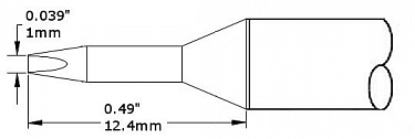 Картридж-наконечник для СV/MX, клин удлиненный, 1.0х12.4мм CVC-6CH0010A