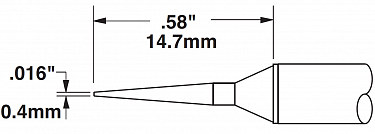 Картридж-наконечник для MX, конус удлиненный 0.4х14.7мм STTC-145