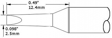 Картридж-наконечник для СV/MX, клин удлиненный, 2.5х12.4мм CVC-8CH0025A
