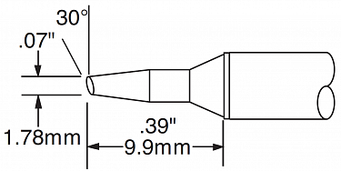 Картридж-наконечник для СV/MX, скос 30° 1.78х9.9мм (замена STTC-035)