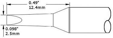 Картридж-наконечник для СV/MX, клин удлиненный, 2.5х12.4мм CVC-6CH0025A