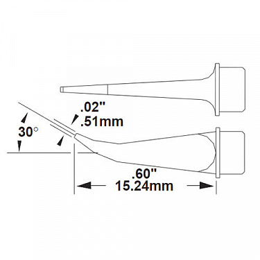 Картридж-наконечник для СV/MX, крюк 30°, 0.51х15.24мм (замена SMTC-0172)