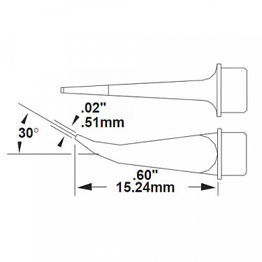 Картридж-наконечник для СV/MX, крюк 30°, 0.51х15.24мм (замена SMTC-8172)