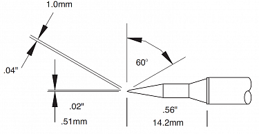Картридж-наконечник для MX, скос 60° удлиненный 1.00х14.2мм STTC-046