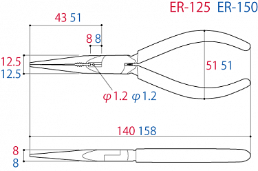 Плоскогубцы многофункциональные с удлиненными губками 125мм TSUNODA-JAPAN ER-125