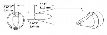 Картридж-наконечник для СV/MX, клин с выемкой, 1.6х6.12мм