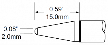 Наконечник для PS900, конус удлиненный 2.0х14мм SFV-CNL20