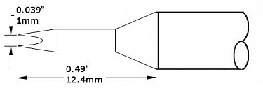 Картридж-наконечник для СV/MX, клин удлиненный, 1.0х12.4мм CVC-8CH0010A