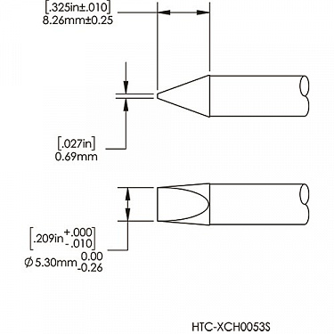 Картридж-наконечник для СV/MX-HTD, клин, 5.3х8.3мм (замена HTC-8CH0053S)
