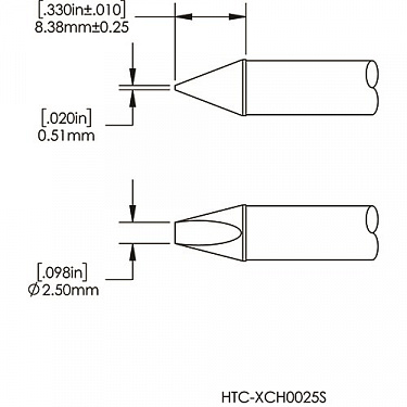 Картридж-наконечник для MX-HTD, клин, 2.5мм HTC-7CH0025S