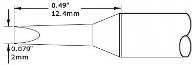 Картридж-наконечник для СV/MX, клин удлиненный, 2.0х12.4мм