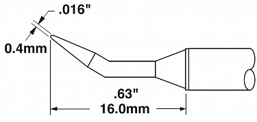 Картридж-наконечник для СV/MX, конус тонкий изогнутый 30° 0.4х16мм (замена STTC-140)