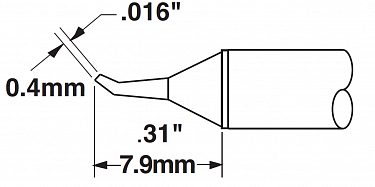 Картридж-наконечник для MX, конус тонкий изогнутый 30° 0.4х7.9мм STTC-826