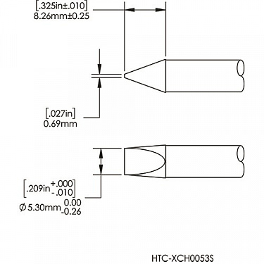 Картридж-наконечник для СV/MX-HTD, клин, 5.3х8.3мм (замена HTC-9CH0053S)