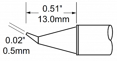 Наконечник для PS900, конус изогнутый 0.5х13мм SCV-CNB05