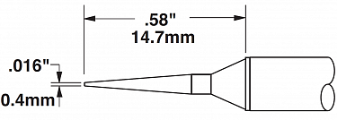 Картридж-наконечник для СV/MX, конус удлиненный 0.4х14.7мм (замена STTC-845)