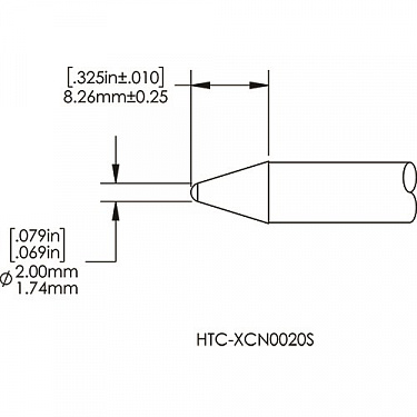 Картридж-наконечник для MX-HTD, конус, 2мм HTC-7CN0020S