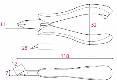 Кусачки для пластика с тонкими губками без фаски 120мм TSUNODA-JAPAN TM-16