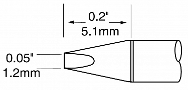 Картридж-наконечник для MX-UF, клин, 1.2х5.0мм