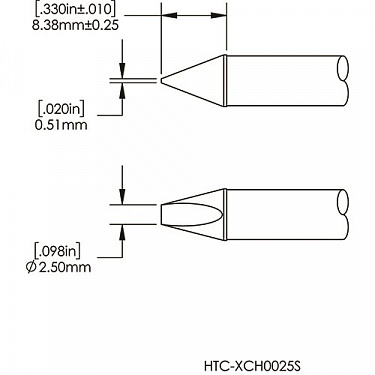 Картридж-наконечник для СV/MX-HTD, клин, 2.8х8.0мм (замена HTC-9CH0025S)