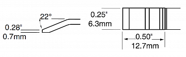 Картриджи-наконечники для MX-PTZ, шпатель изогнутый, 6.35х12.7мм (комплект) PTTC-704