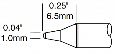 Картридж-наконечник для СV/MX, конус тонкий 1.0х6.5мм (замена STTC-501P)